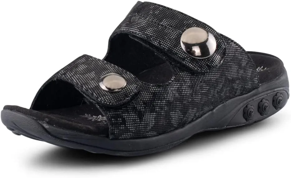 Therafit Eva Women's Leather Adjustable Strap Slip On Sandal - Special Edition - for Plantar Fasciitis/Foot Pain