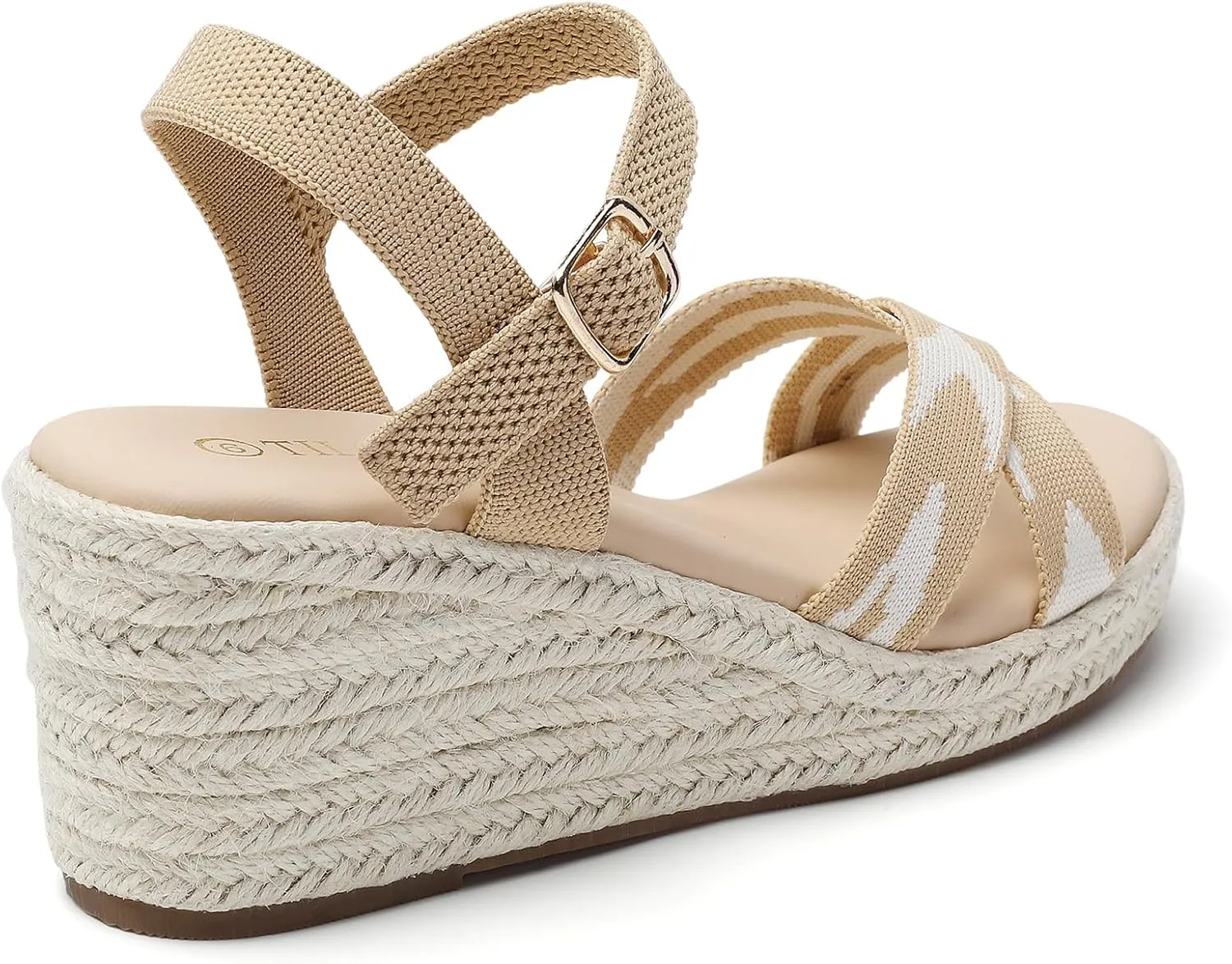Tilocow Espadrilles Wedges for Women Knit Platform Heels Open Toe Ankle Strap Sandals Beach Casual Dress Shoes
