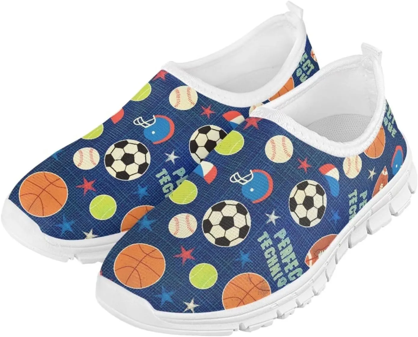 TODIYADDU Kids Running Shoes Slip On Tennis Shoes Boys Girls Lightweight Mesh Trendy Sports Sneakers, White
