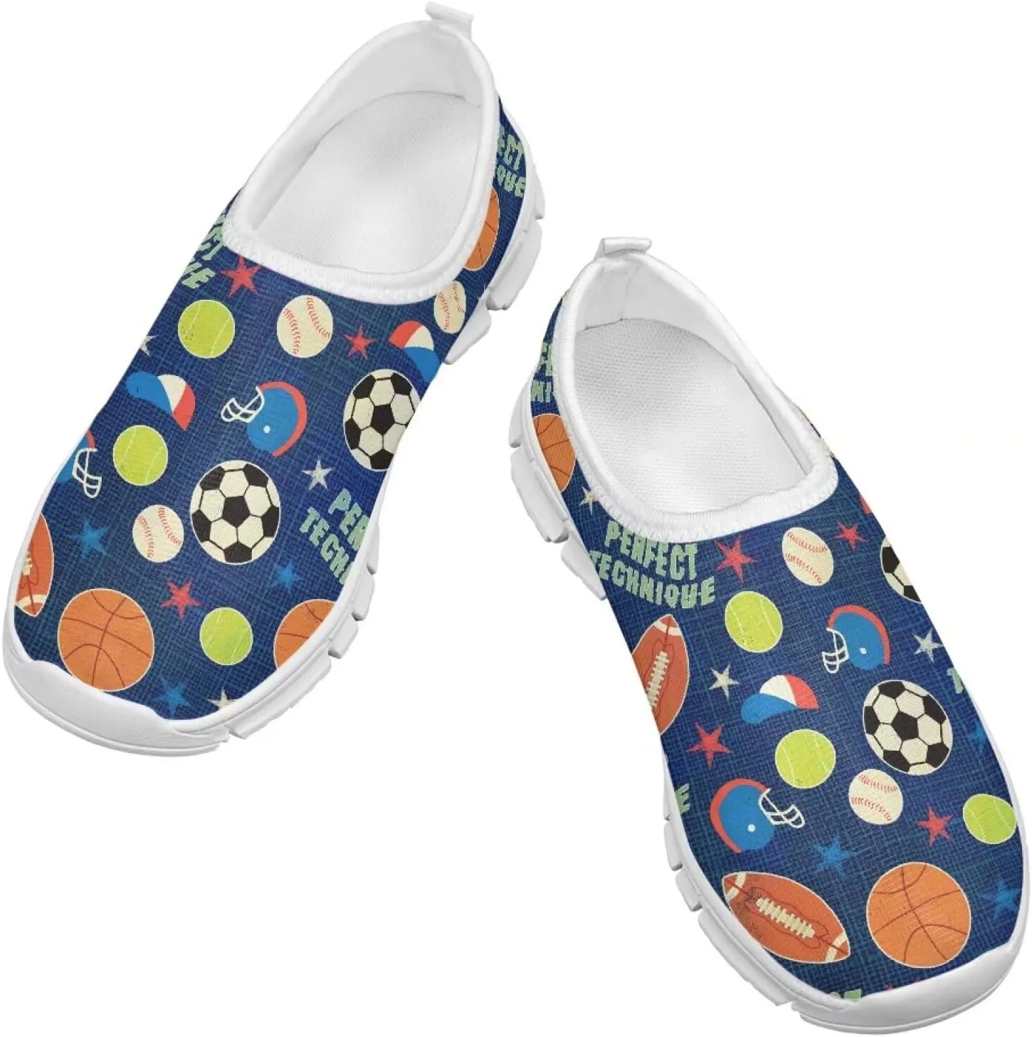 TODIYADDU Kids Running Shoes Slip On Tennis Shoes Boys Girls Lightweight Mesh Trendy Sports Sneakers, White