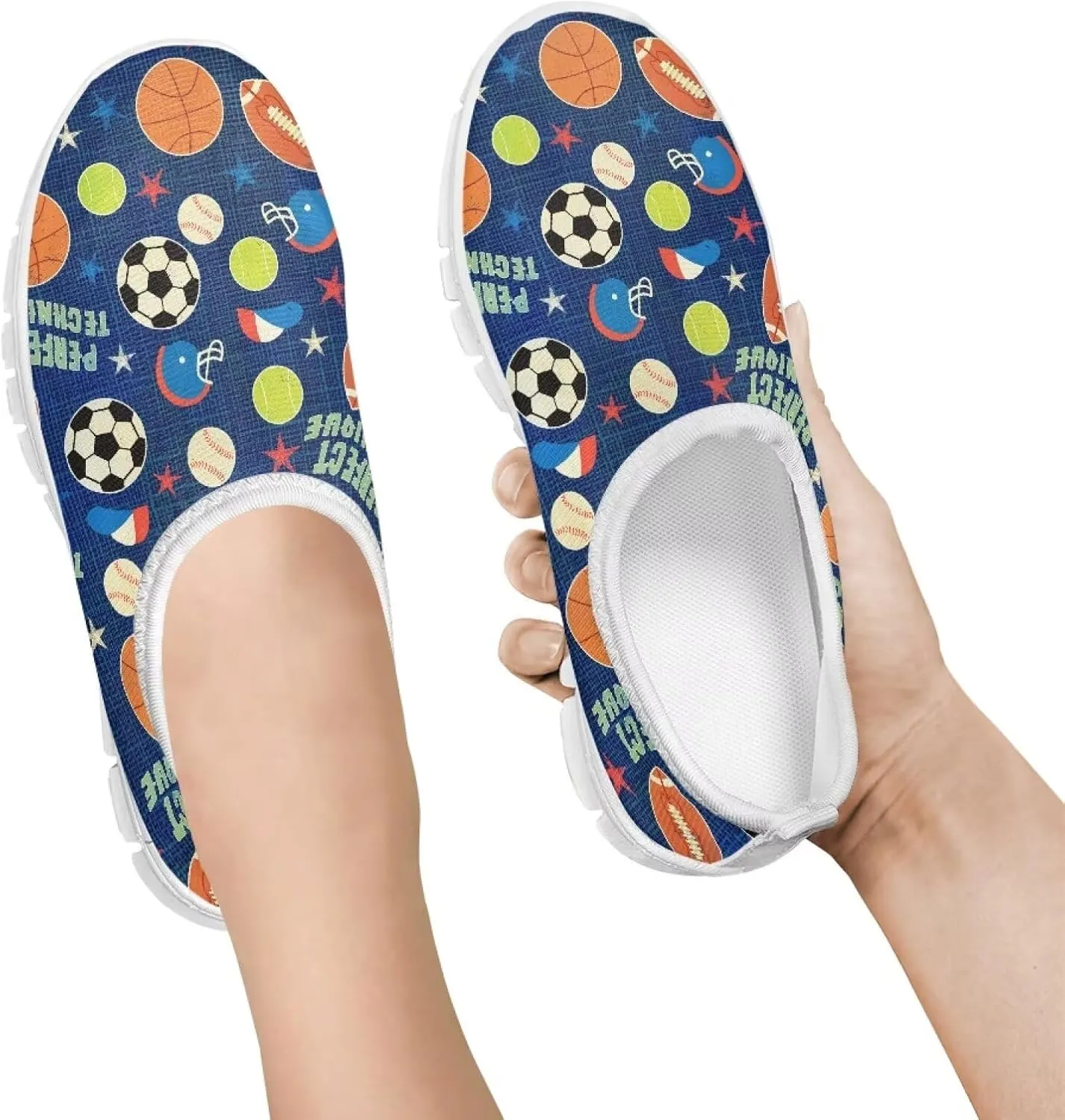 TODIYADDU Kids Running Shoes Slip On Tennis Shoes Boys Girls Lightweight Mesh Trendy Sports Sneakers, White