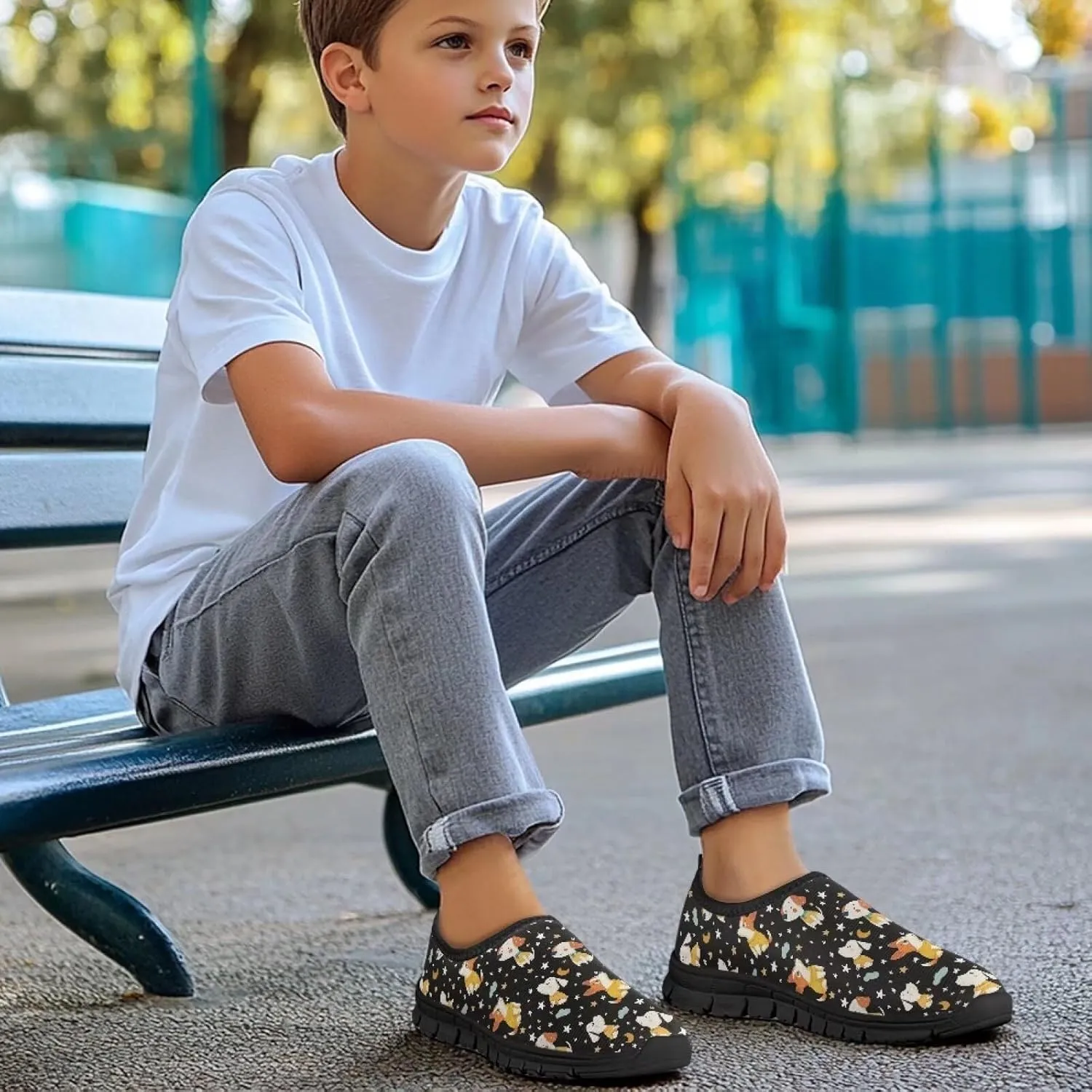 TODIYADDU Soccer Basketball Sports Lover Shoes for Boys Athletic Slip On Sneakers