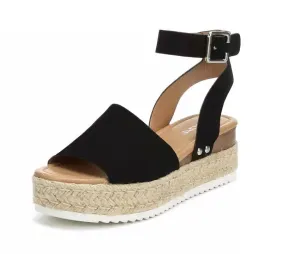 Toe Buckle Topic Rubber Open Black Soda Personalized assistance Casual Sole Wedge Sandals Ankle Custom design Flatform Strap Trim Espadrilles