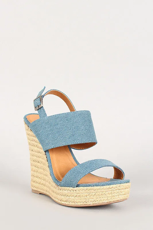 Toe Slingback Platform Open Denim Wedge Espadrille Liliana Helpful customer care Attractive