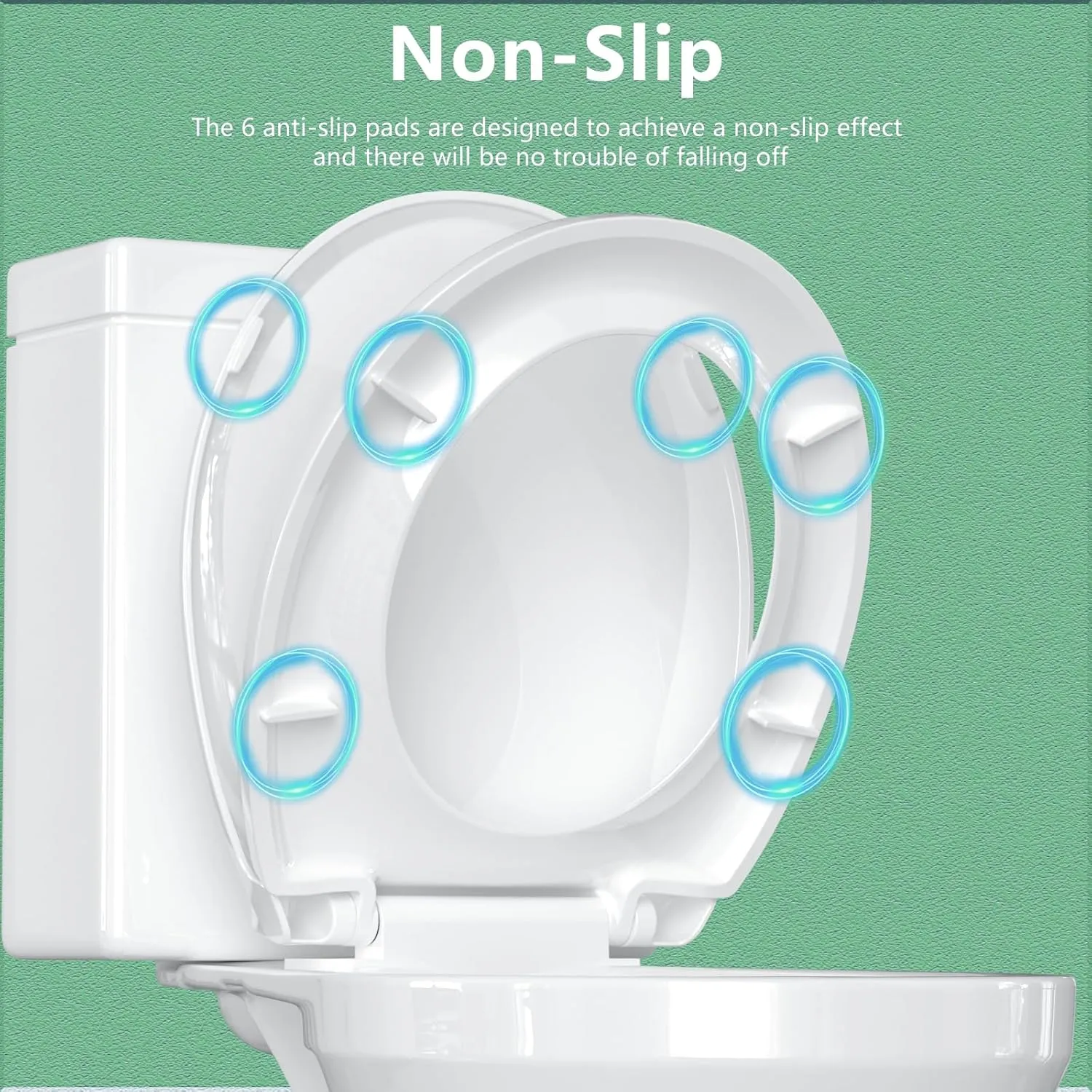 Toilet Seat Round Soft Close16.5'', Toilet Lid Slow Close Quiet No Slam, Easy Installation & Release，Safe PP Material Easy Clean, Comfortable Ergonomic Design, 2 Years Support, White Plastic