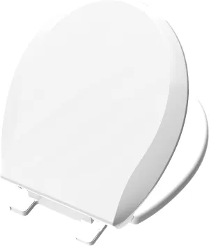 Toilet Seat Round Soft Close16.5'', Toilet Lid Slow Close Quiet No Slam, Easy Installation & Release，Safe PP Material Easy Clean, Comfortable Ergonomic Design, 2 Years Support, White Plastic