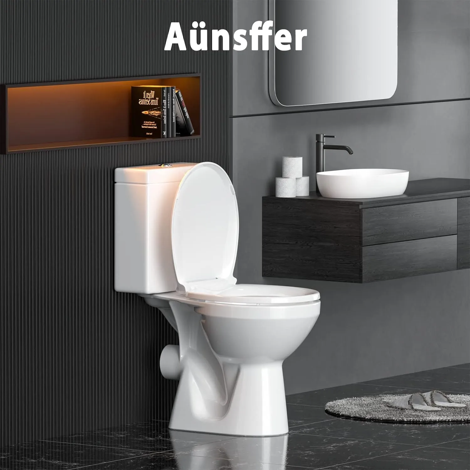 Toilet Seat Round Soft Close16.5'', Toilet Lid Slow Close Quiet No Slam, Easy Installation & Release，Safe PP Material Easy Clean, Comfortable Ergonomic Design, 2 Years Support, White Plastic