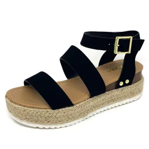 Top Strap Shoe Premium-grade Black Open All-in-one Flatform Soda Espadrilles Bryce Toe Wedge