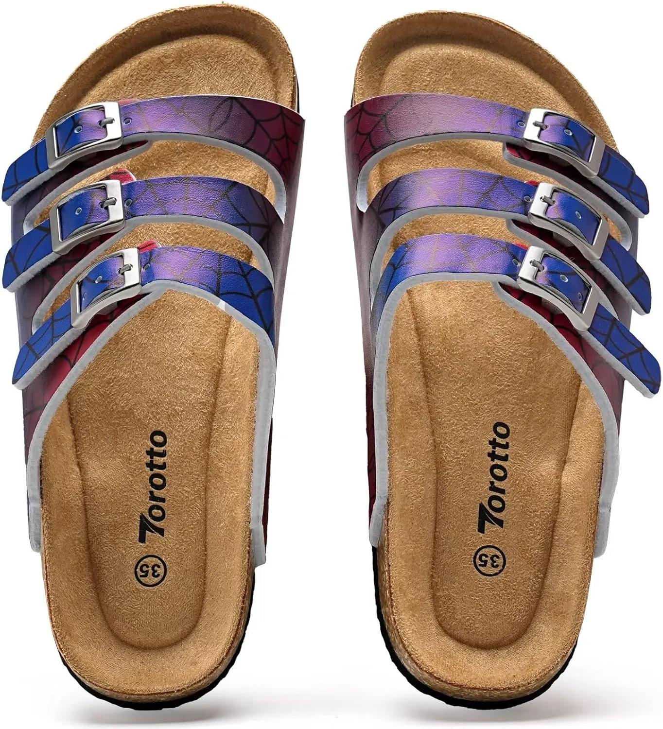 Torotto Boys Girls Sandals with Cork Footbed Adjustable Buckle Casual Slides Sandals Open Toes Flat for Kids Toddler