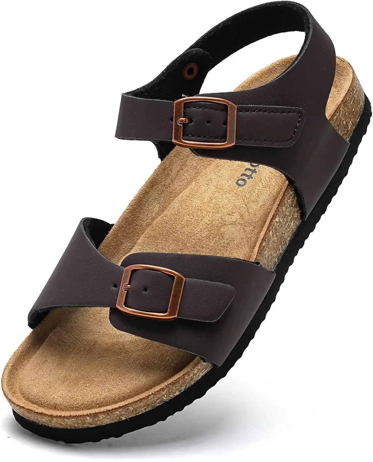 Torotto Girls Boys Sandals with Cork Footbed Adjustable Buckle Casual Slides Sandals Open Toes Flat for Kids Toddler