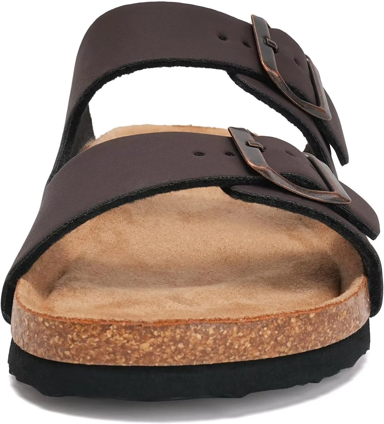 Torotto Mens Slides with Cork Footbed Open Toe Adjustable Webbing Flat Sandals for Walking | Beach | Indoor