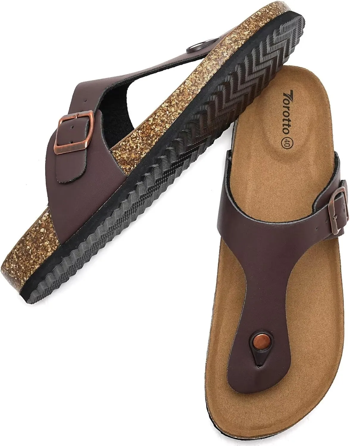 Torotto Mens Womens Flip Flops Thong Sandals with Cork Footbed Open Toe Adjustable Webbing Slides Sandals for Walking | Beach | Indoor