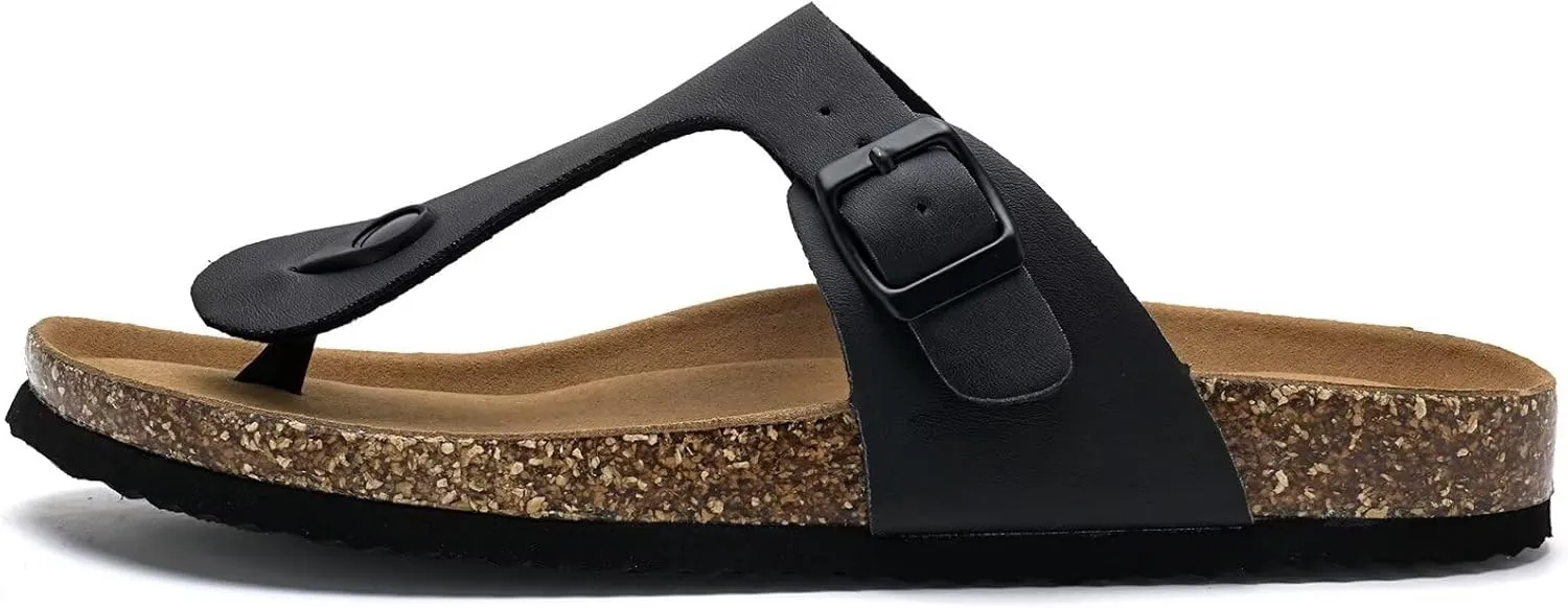 Torotto Mens Womens Flip Flops Thong Sandals with Cork Footbed Open Toe Adjustable Webbing Slides Sandals for Walking | Beach | Indoor
