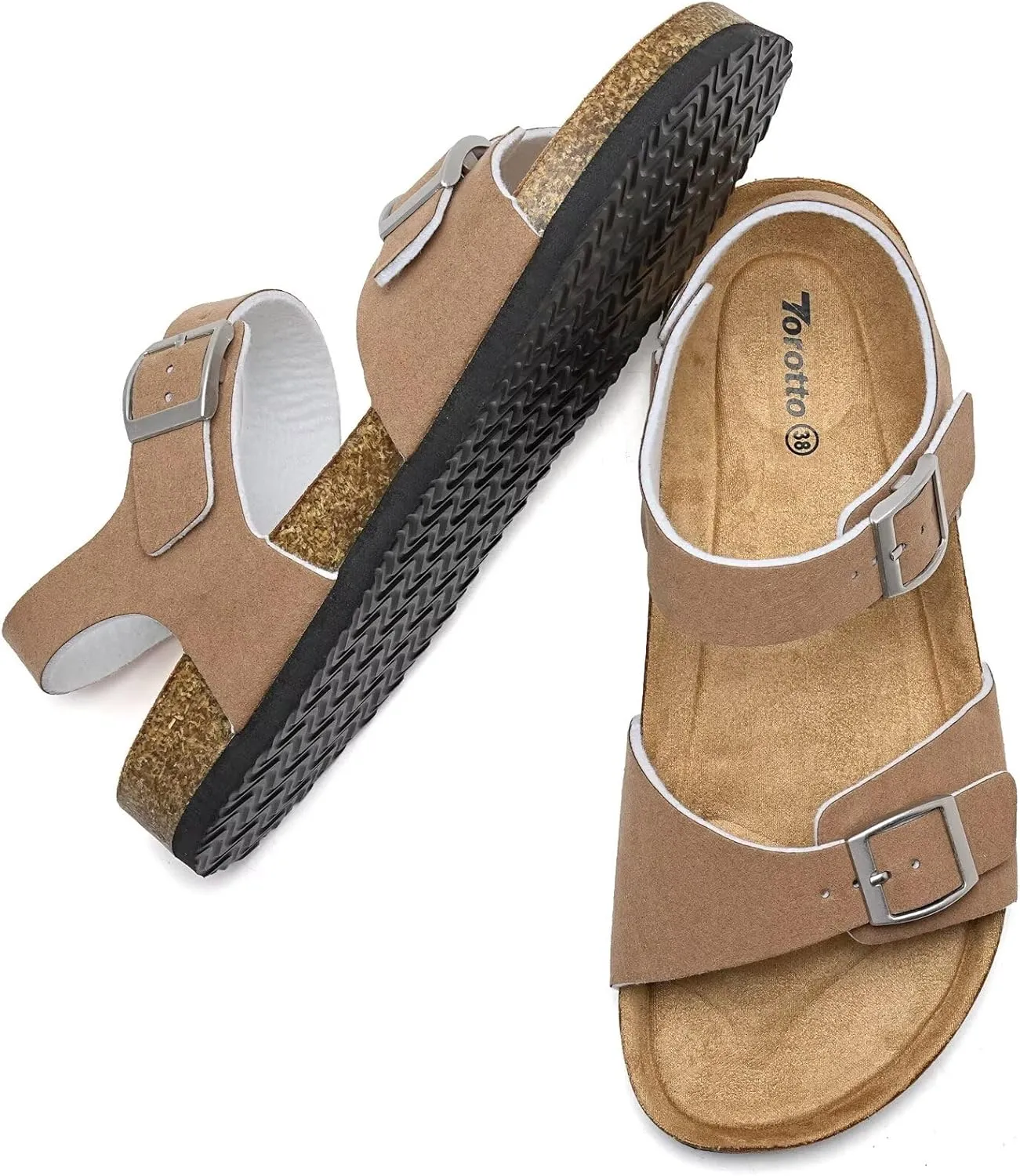Torotto Womens Sandals with Cork Footbed Open Toe Adjustable Webbing Athletic Slides Sandals for Walking | Beach | Indoor Outdoor
