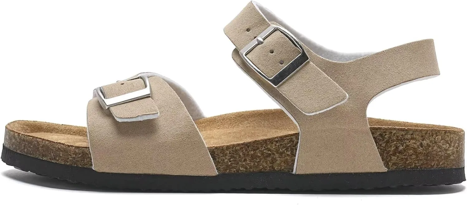Torotto Womens Sandals with Cork Footbed Open Toe Adjustable Webbing Athletic Slides Sandals for Walking | Beach | Indoor Outdoor