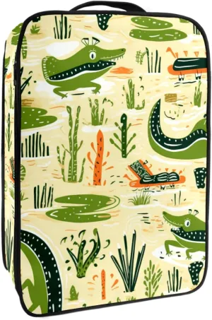 Travel Shoe Bag,Waterproof Portable Organizer Storage Shoe Pouch,Crocodile Green Plant