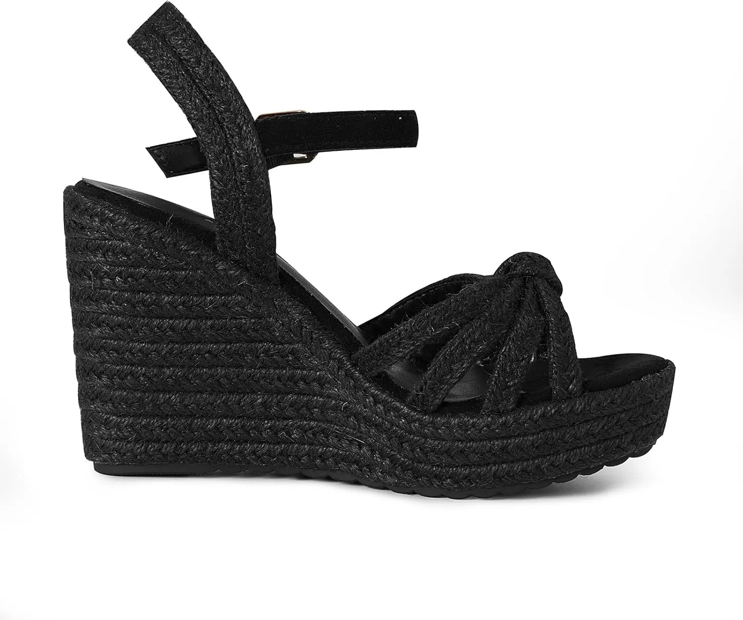 Tscoyuki Espadrille Wedge Sandals for Women, Adjustable Ankle Strappy Cute Shoes Open Toe Platform Womens Sandals Casual Sloping High Heels