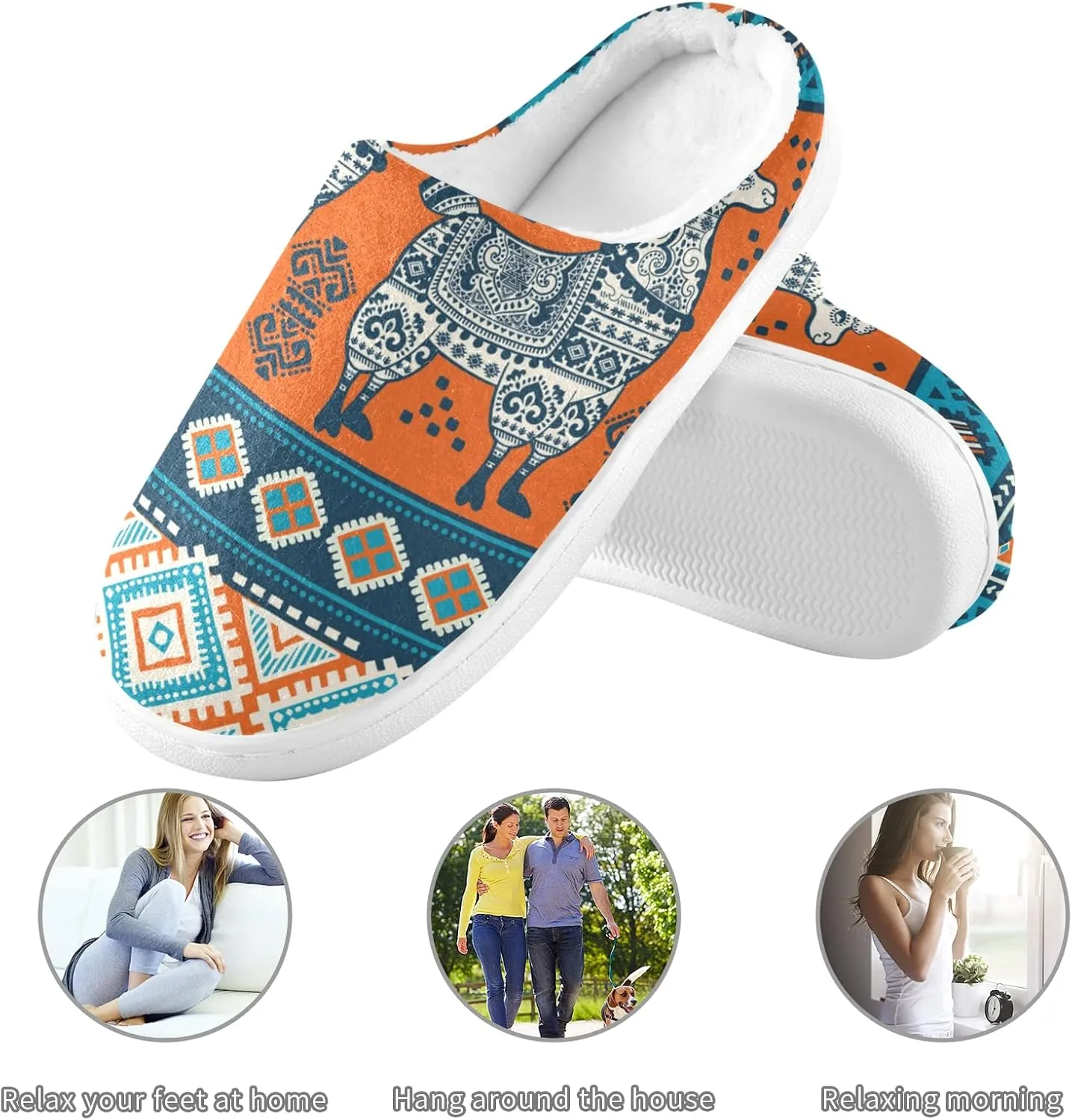 Unisex Memory Foam House Slippers Non-Skid Soft Warm Sole Coral Fleece Slip-on Closed Toe Hand Free Shoes for Bedroom Travel 6-17