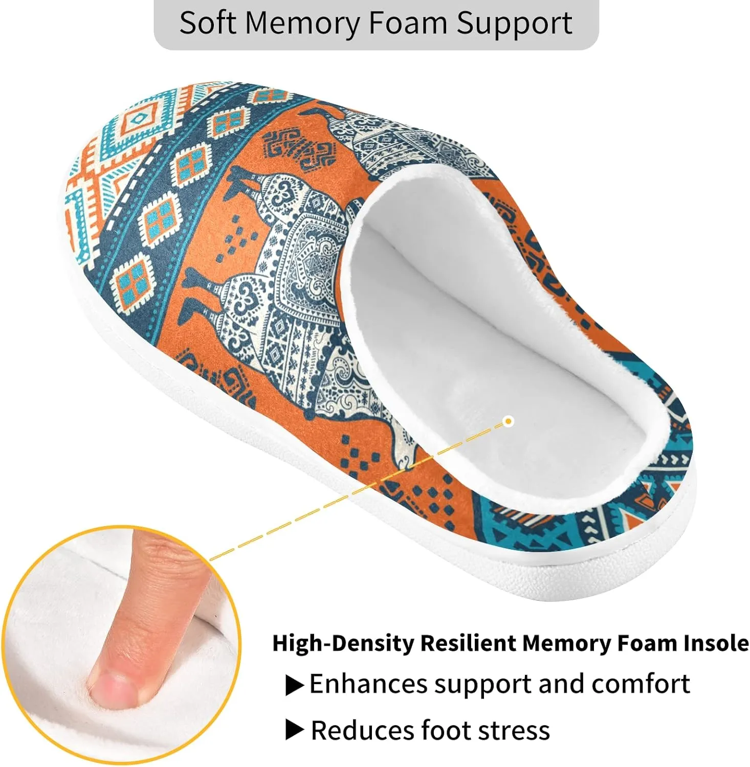 Unisex Memory Foam House Slippers Non-Skid Soft Warm Sole Coral Fleece Slip-on Closed Toe Hand Free Shoes for Bedroom Travel 6-17