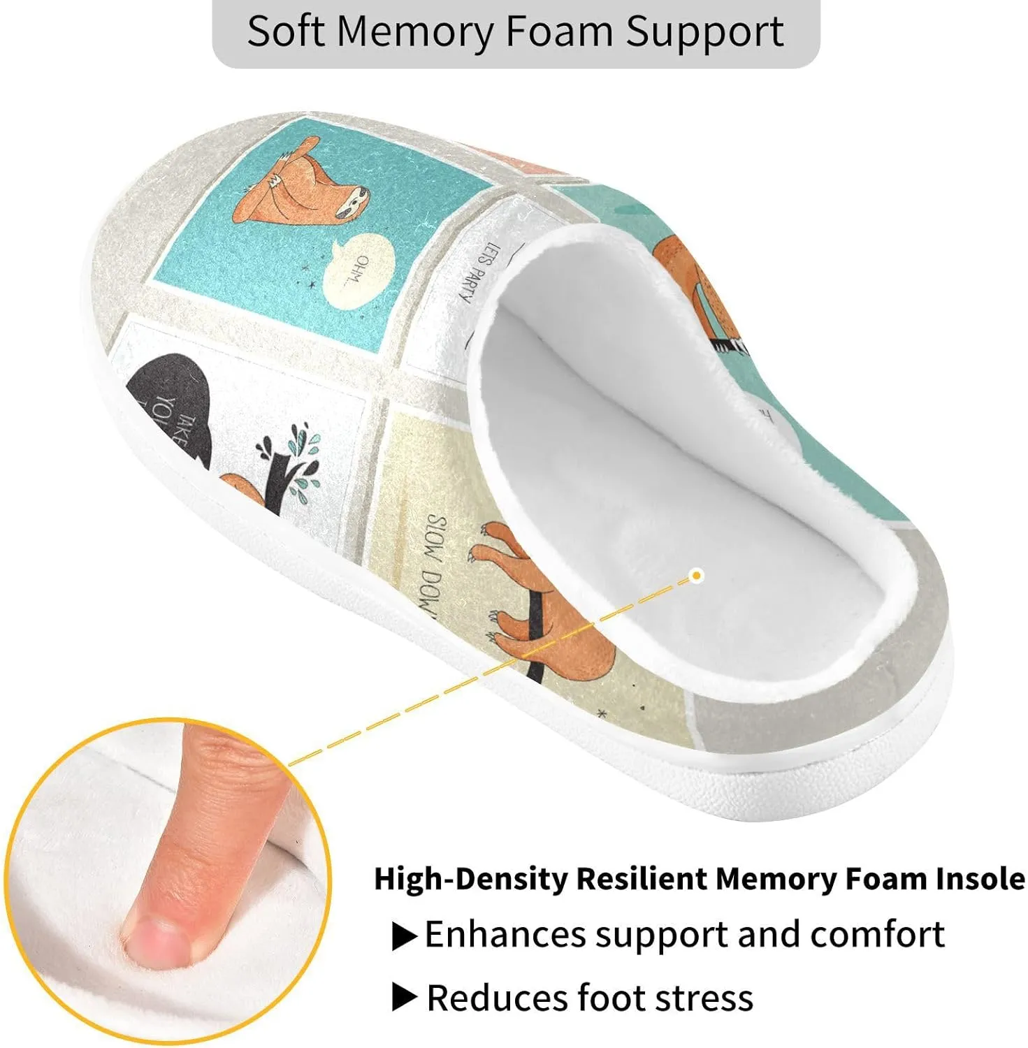 Unisex Memory Foam Slippers Non-Skid Slip-on Soft Warm Sole Fleece Shoes 6-17