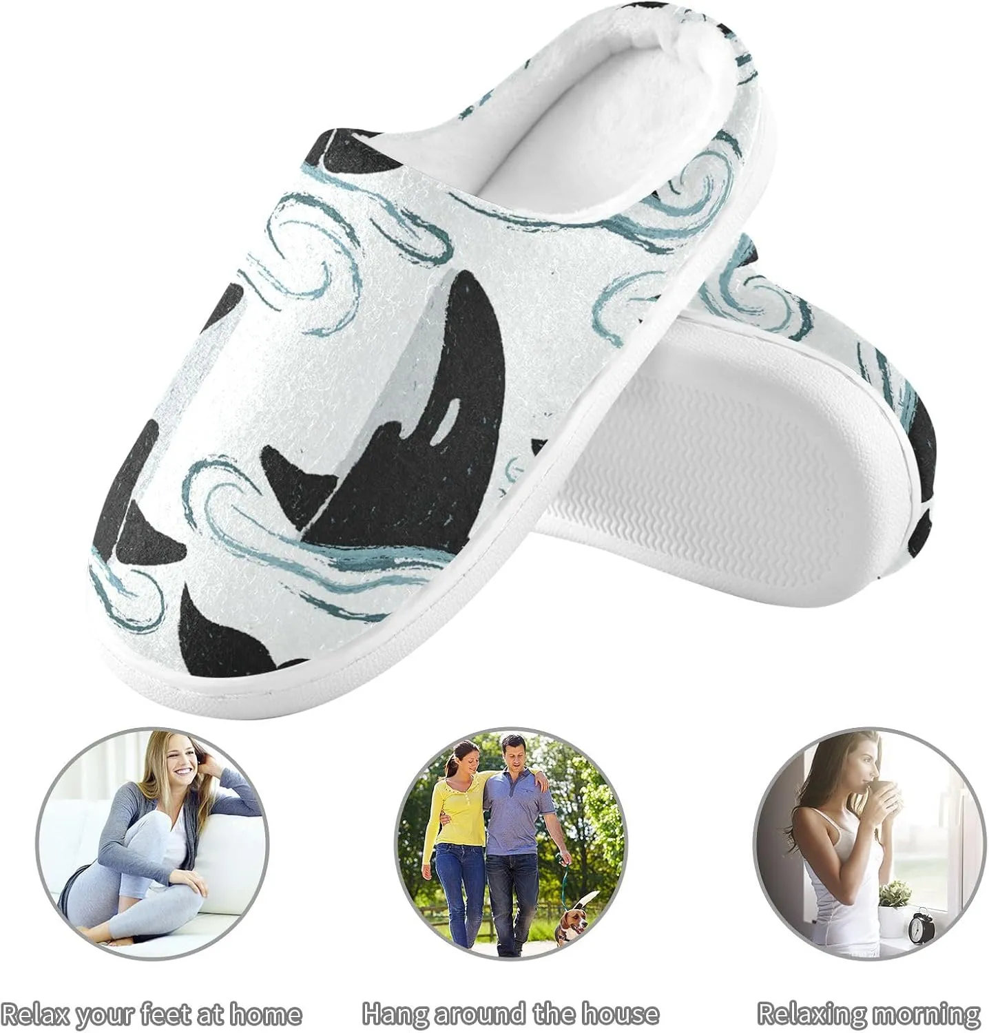 Unisex Memory Foam Slippers Non-Skid Slip-on Soft Warm Sole Fleece Shoes 6-17