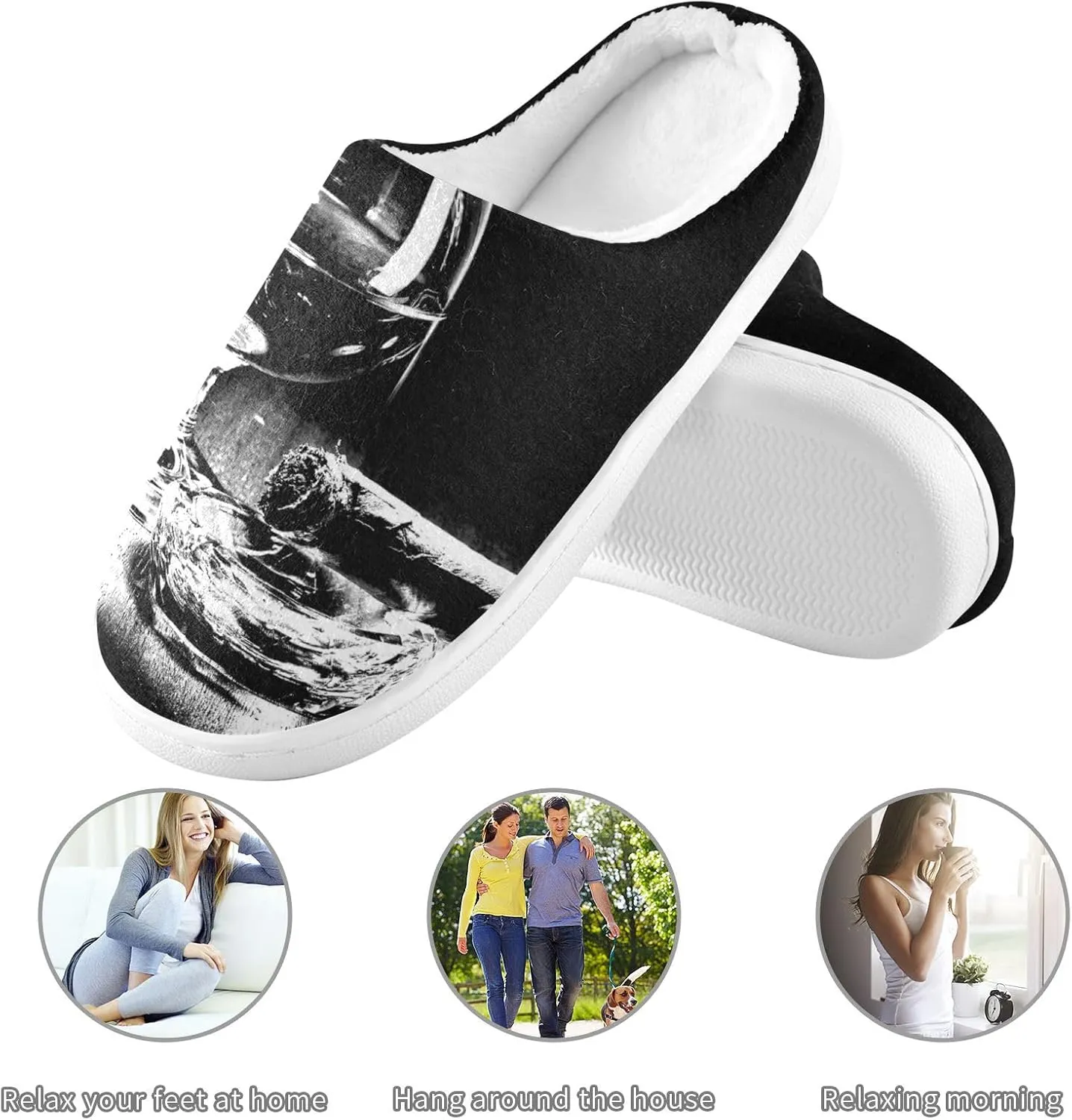 Unisex Memory Foam Slippers Non-Skid Slip-on Soft Warm Sole Fleece Shoes 6-17