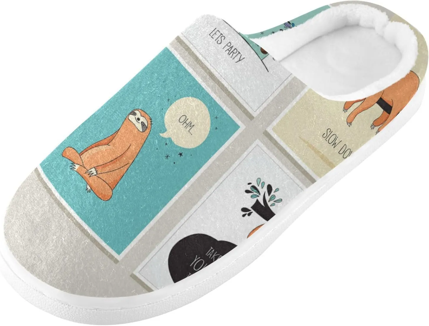 Unisex Memory Foam Slippers Non-Skid Slip-on Soft Warm Sole Fleece Shoes 6-17