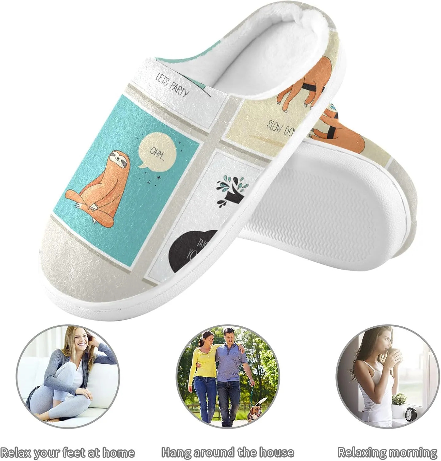 Unisex Memory Foam Slippers Non-Skid Slip-on Soft Warm Sole Fleece Shoes 6-17