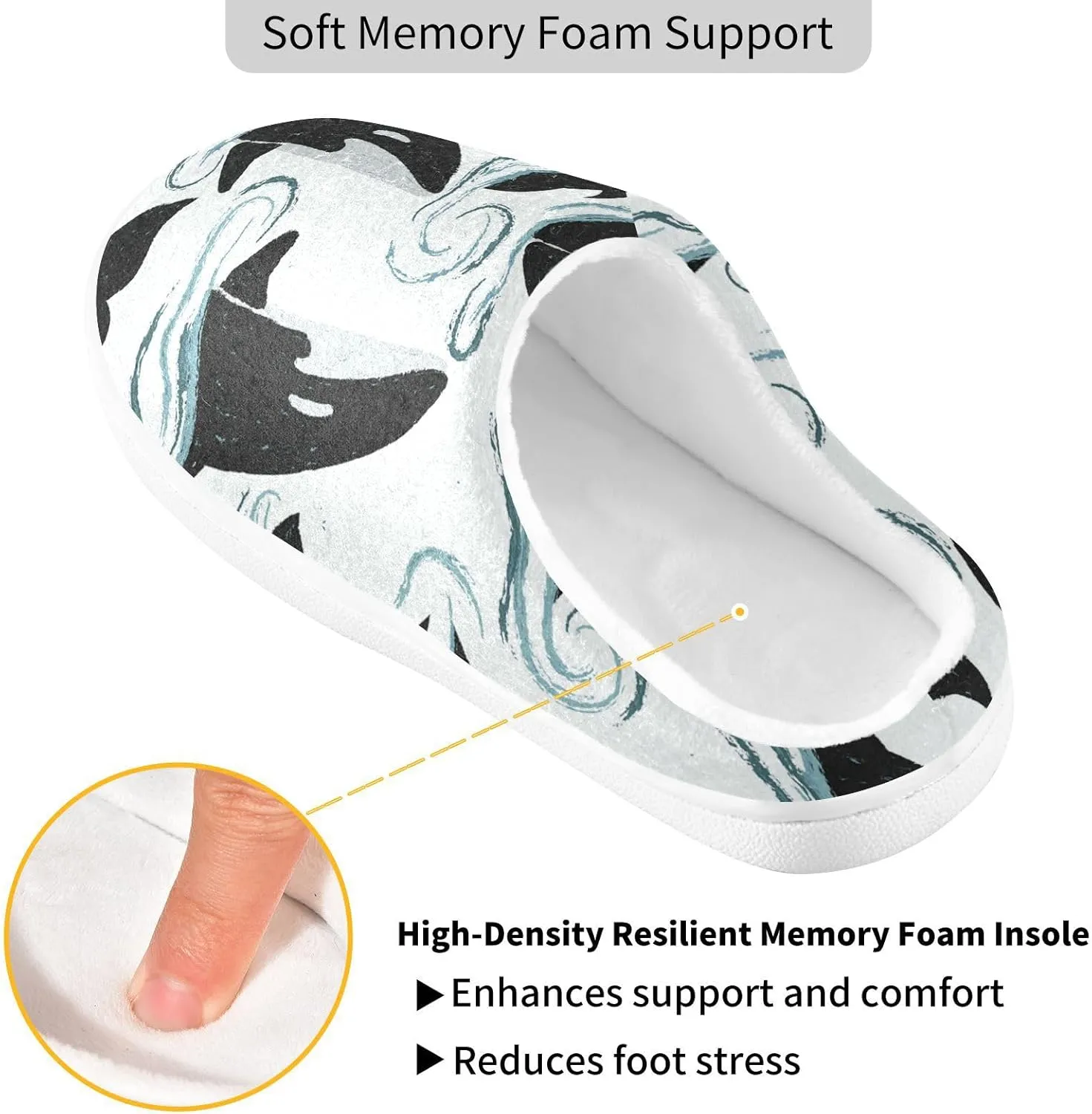 Unisex Memory Foam Slippers Non-Skid Slip-on Soft Warm Sole Fleece Shoes 6-17