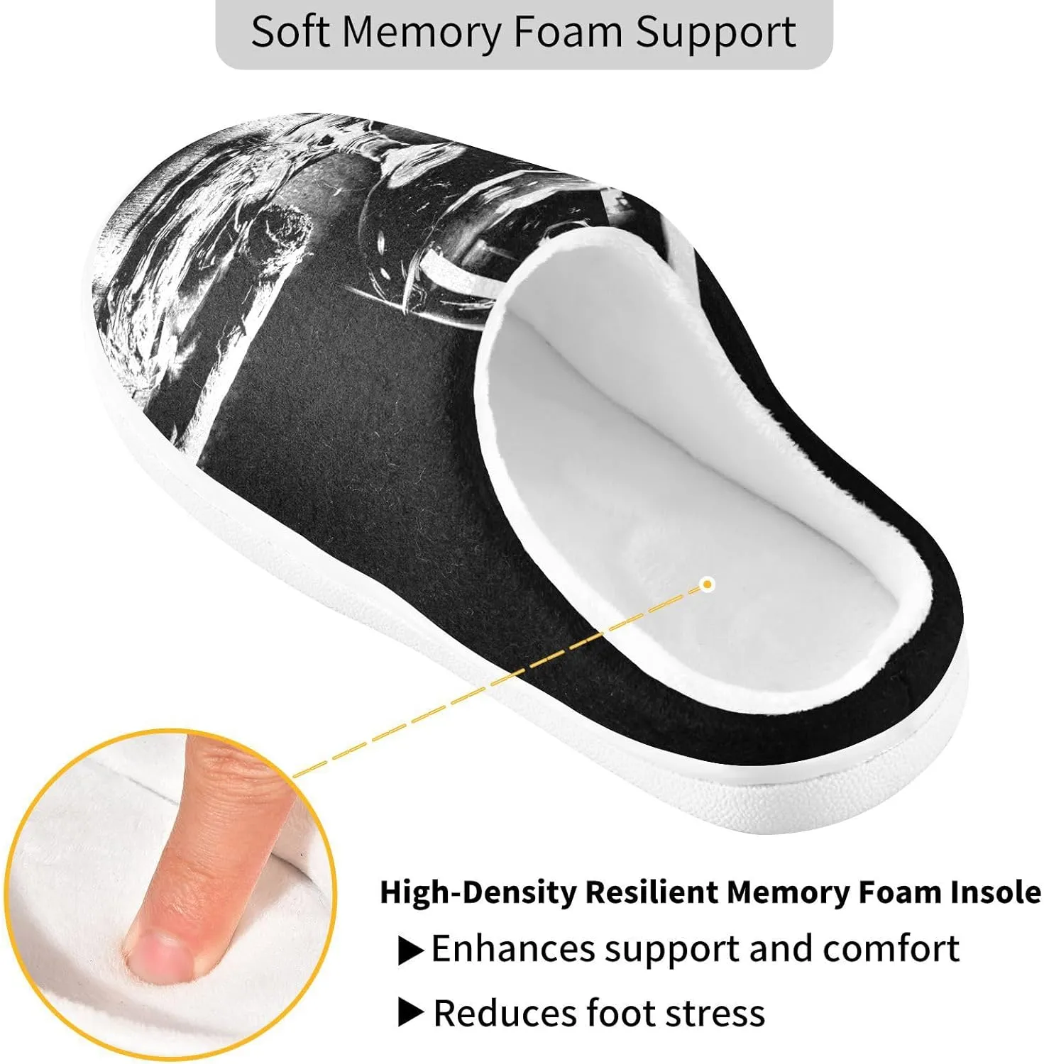 Unisex Memory Foam Slippers Non-Skid Slip-on Soft Warm Sole Fleece Shoes 6-17