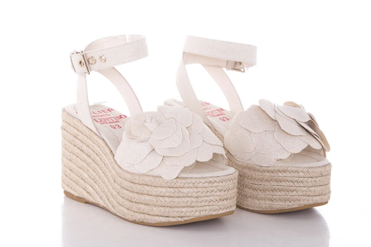 Valentino Atelier Woven Flower Espadrille Wedge SZ 36.5