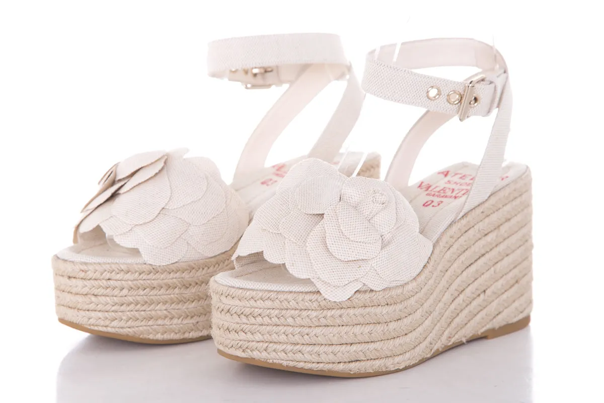 Valentino Atelier Woven Flower Espadrille Wedge SZ 36.5