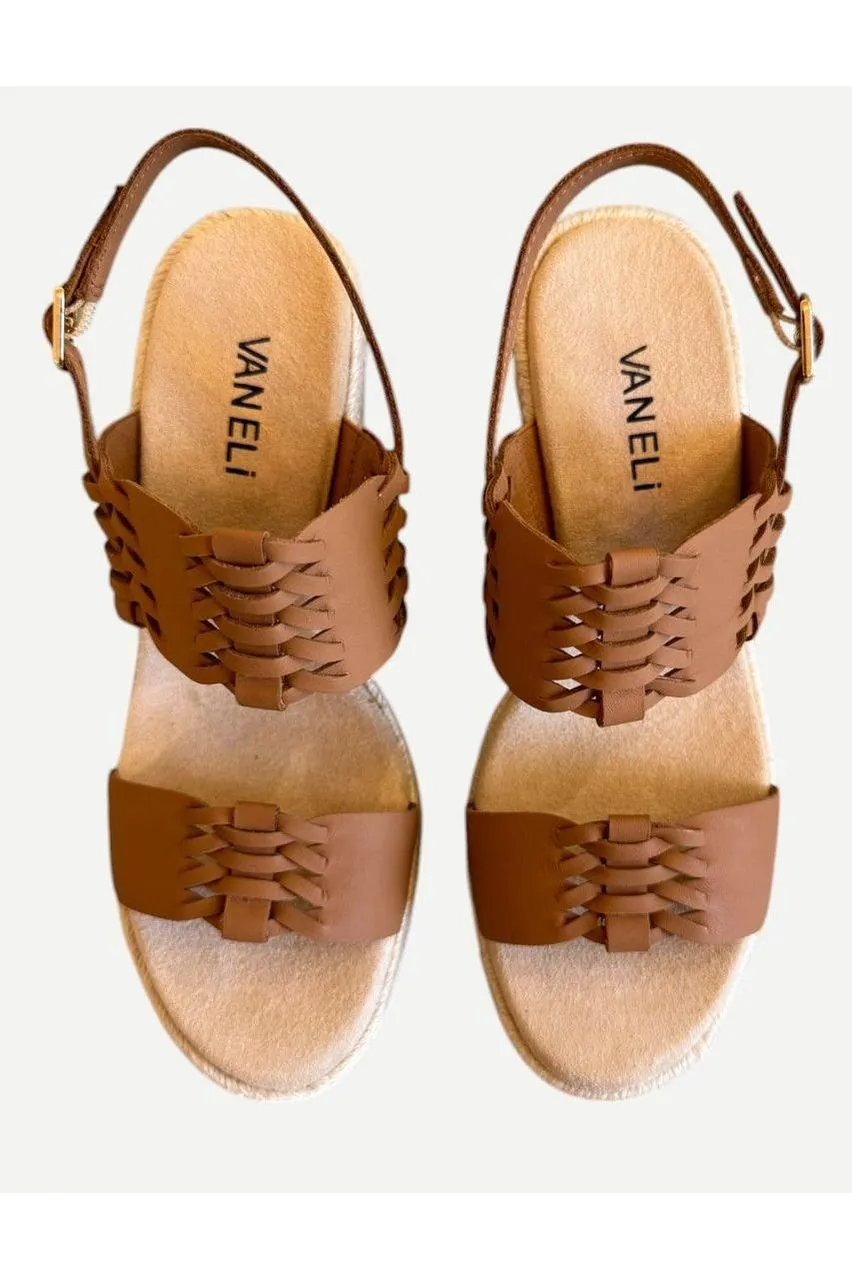 Vaneli Laleh, Dark Tan Calf Espadrille Wedge