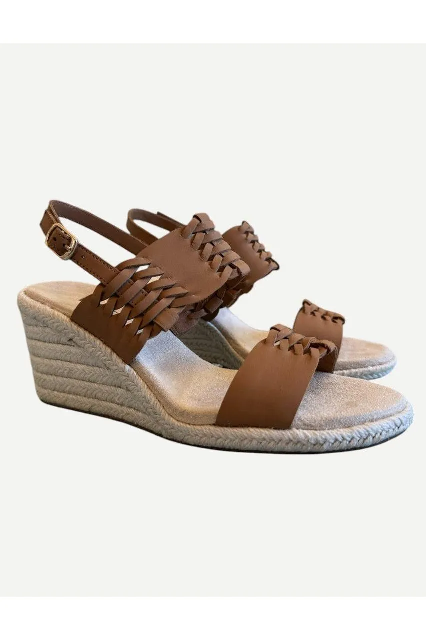 Vaneli Laleh, Dark Tan Calf Espadrille Wedge