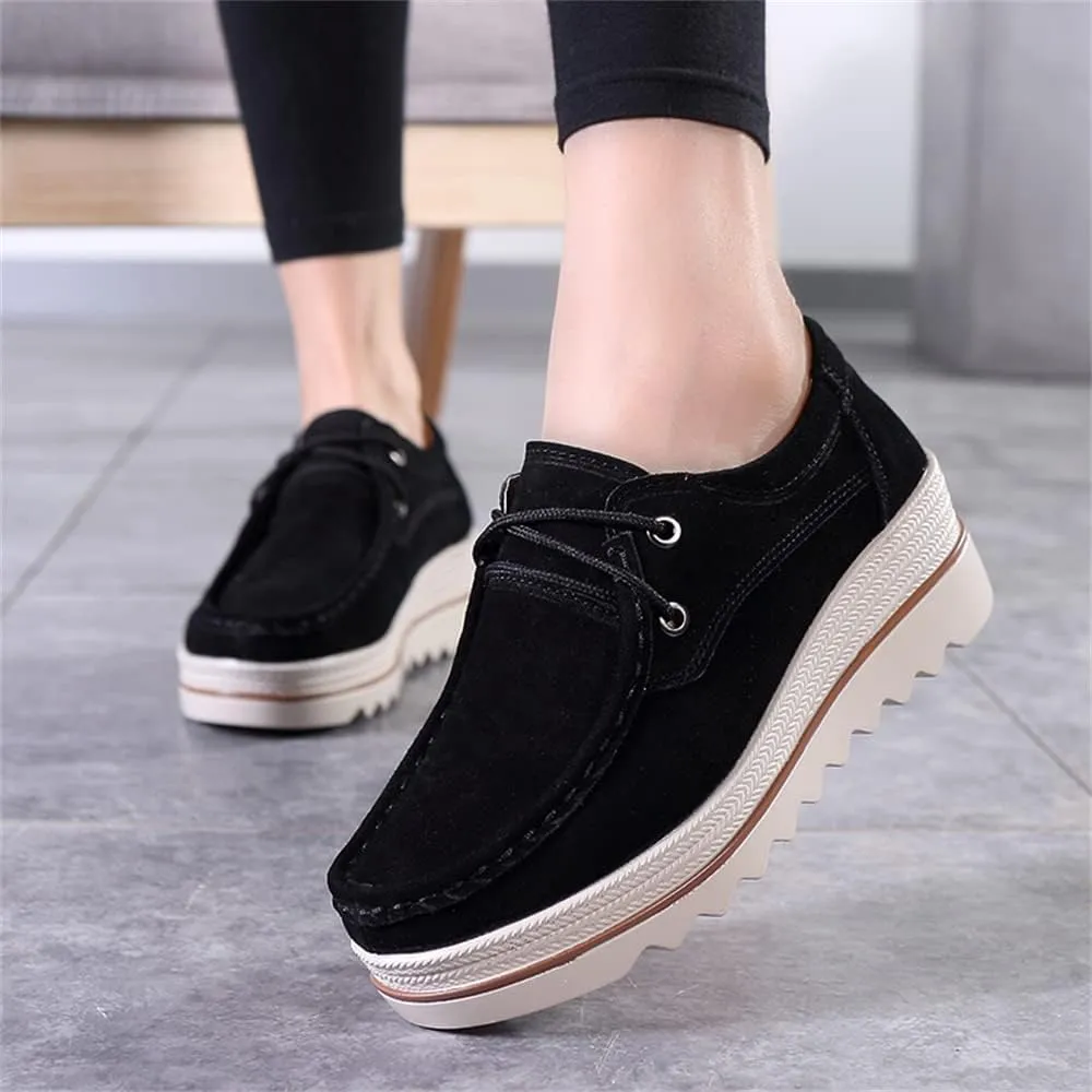 Veroders Women's Suede Wedge Loafers Slip-On Comfortable Penny Loafers Thick Soft Platform Shoes Business Work Walking
