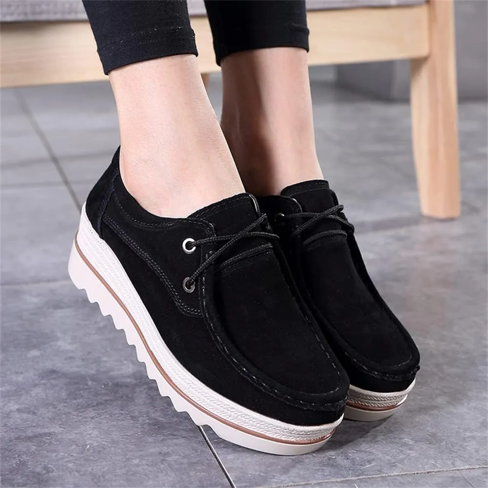 Veroders Women's Suede Wedge Loafers Slip-On Comfortable Penny Loafers Thick Soft Platform Shoes Business Work Walking