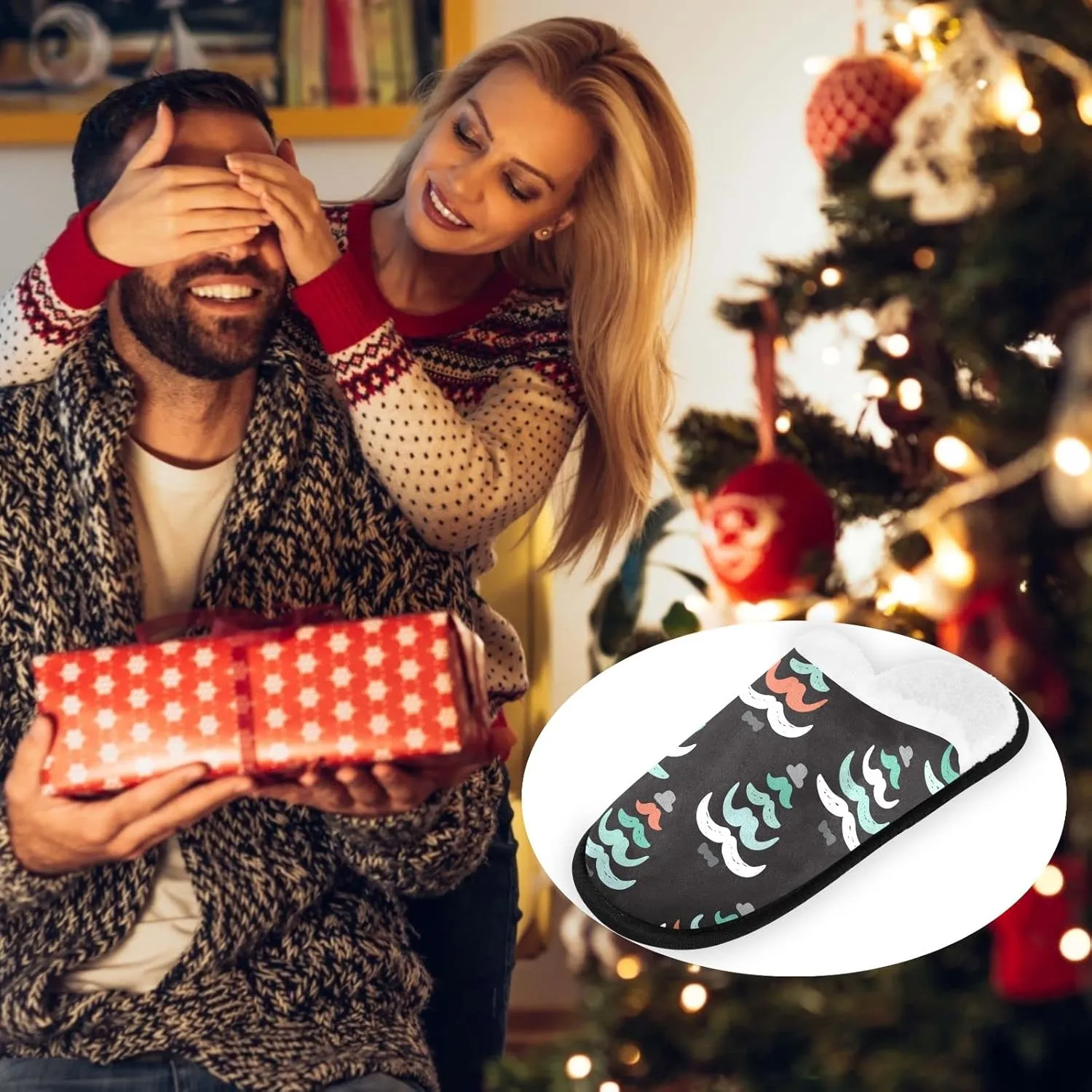 visesunny Slippers for Women Mens Funny Winter Warm Memory Foam Cotton Home Slippers Soft Plush Fleece Slip on House Slippers Unisex