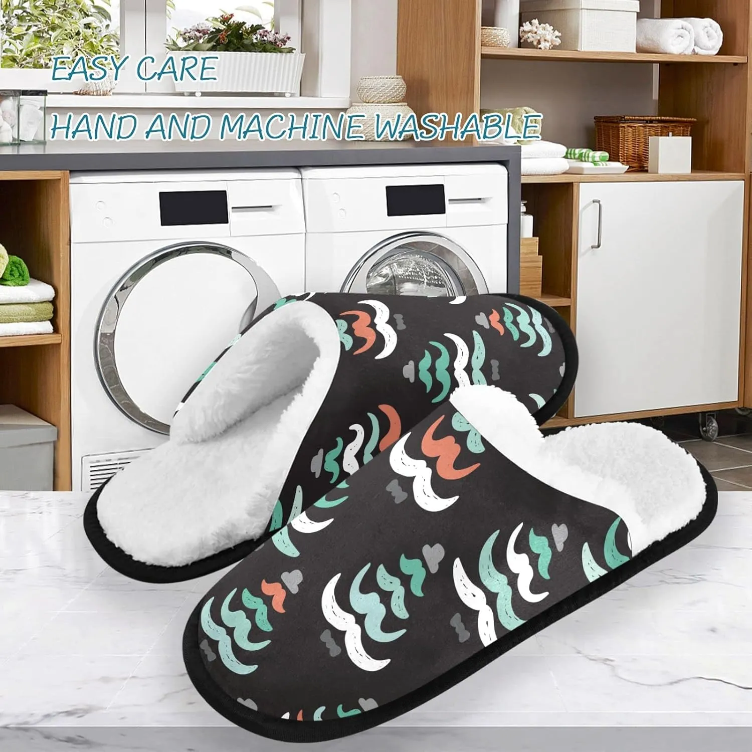 visesunny Slippers for Women Mens Funny Winter Warm Memory Foam Cotton Home Slippers Soft Plush Fleece Slip on House Slippers Unisex