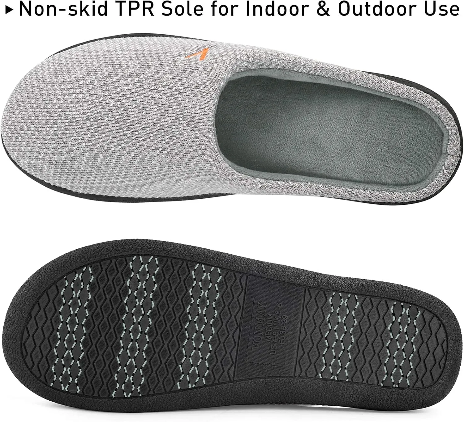 VONMAY Women's Slip On Slippers Warm Two-Tone Memory Foam House Shoes Lightweight Non-Slip Indoor Outdoor