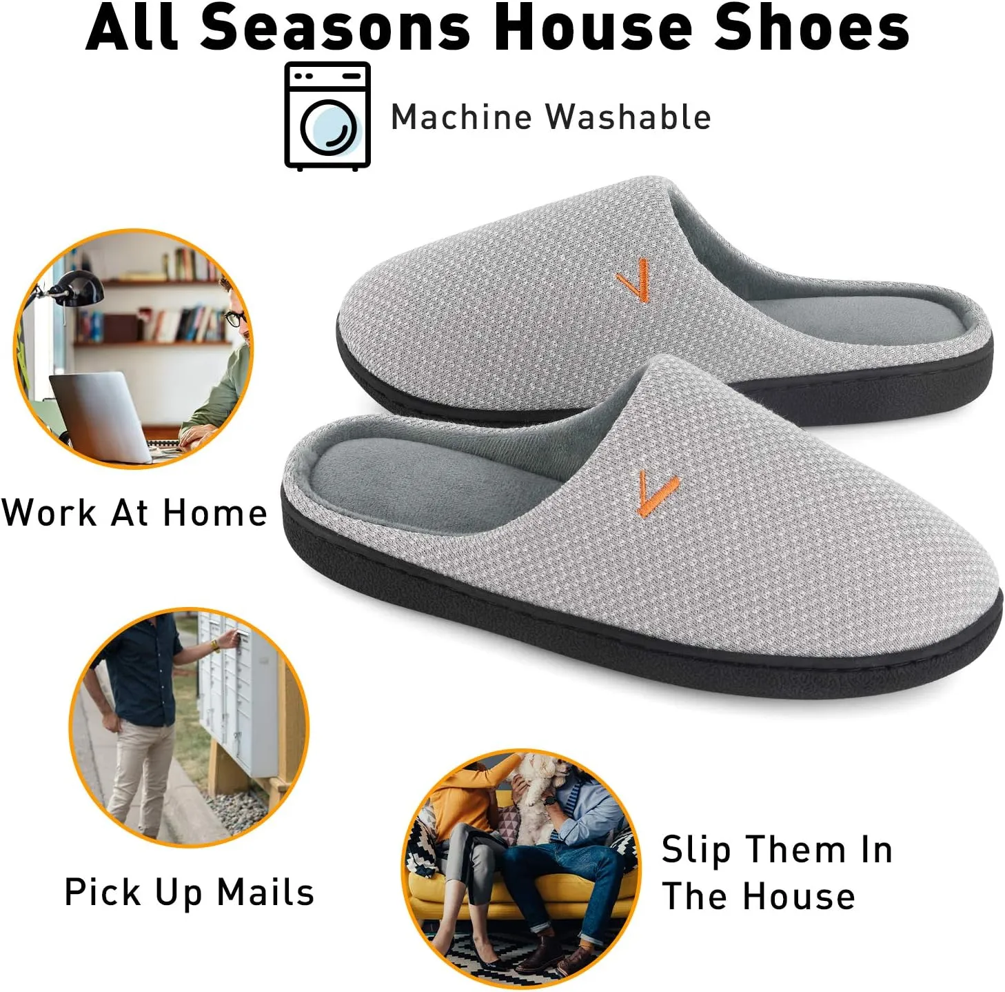 VONMAY Women's Slip On Slippers Warm Two-Tone Memory Foam House Shoes Lightweight Non-Slip Indoor Outdoor