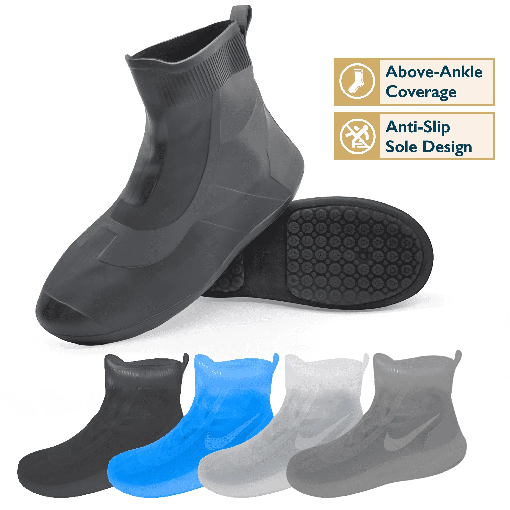 Waterproof Shoe Covers, TPE Rubber, Mid-Rise
