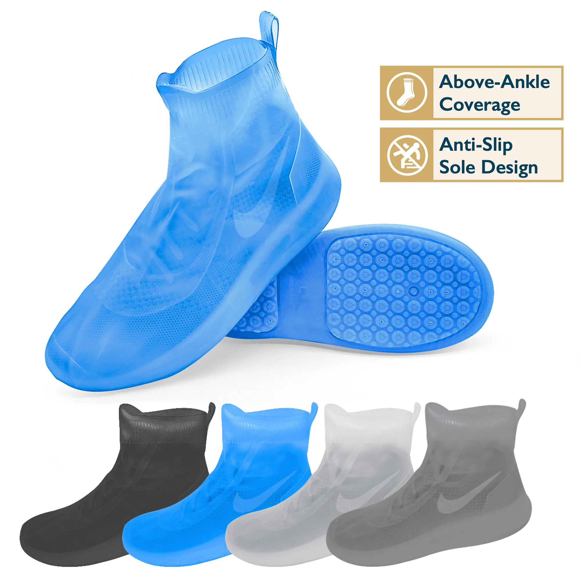 Waterproof Shoe Covers, TPE Rubber, Mid-Rise