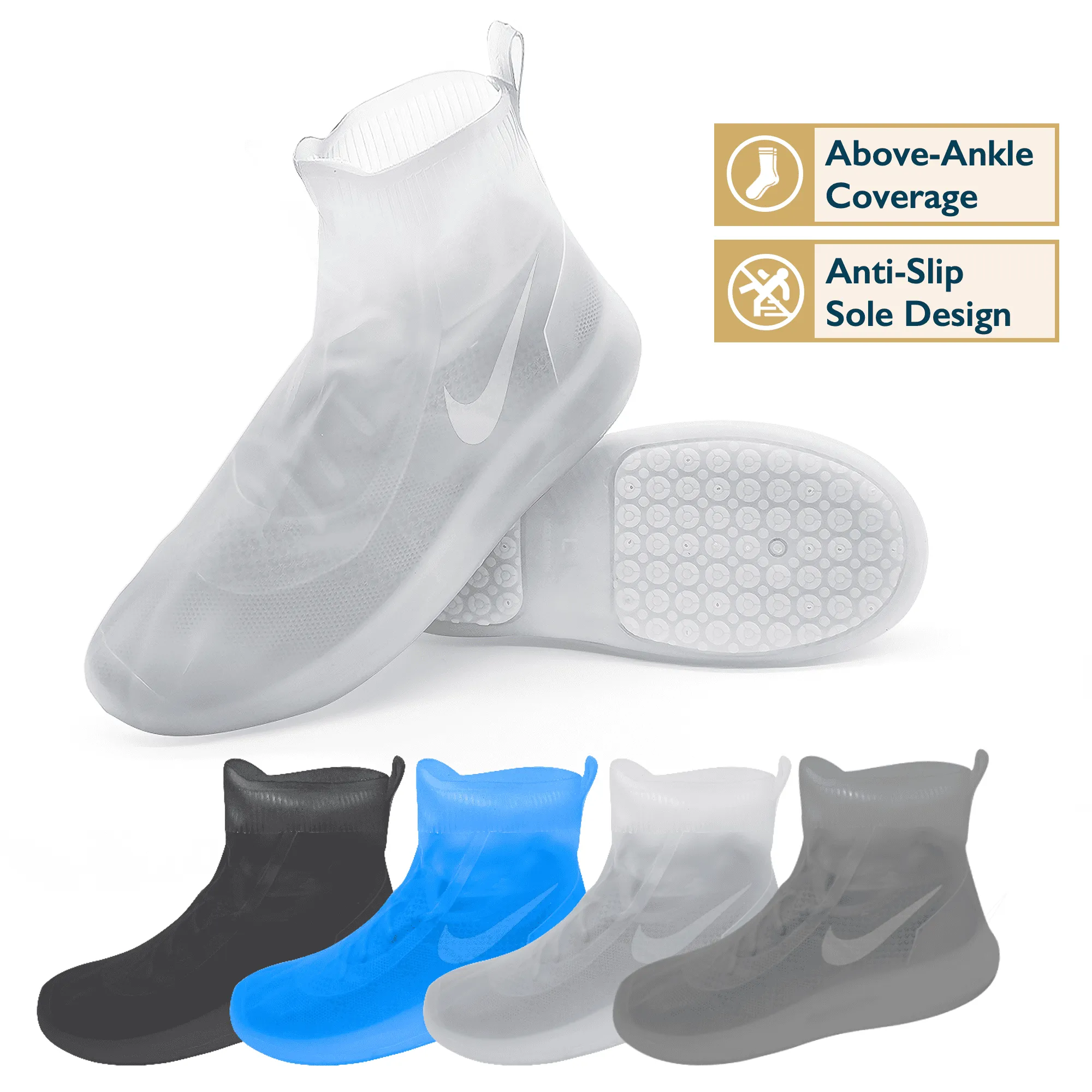 Waterproof Shoe Covers, TPE Rubber, Mid-Rise