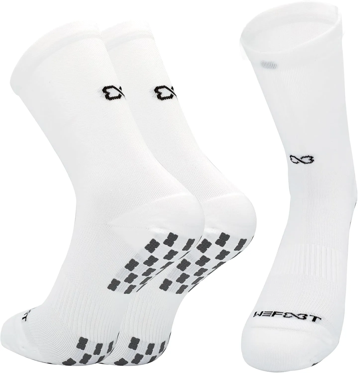 WE FOOT Dual Grip PLUS Lite Crew Sports Socks Anti-Slip Socks for Men Women Soccer Football Futsal Basketball Tennis