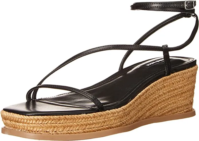 Wedge Localized shipping West Nine Detailed Rounded No-hassle returns Open Heeled Black Toe Sandals Alexx3 Strappy