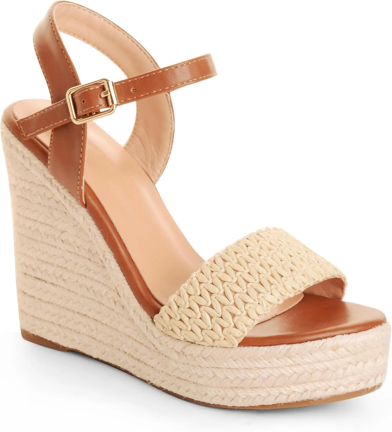 Wedge Sandals for Women, High Heel Summer Wedges, Open Toe Dressy Platform Espadrille with Ankle Strap Comfortable Party Shoes