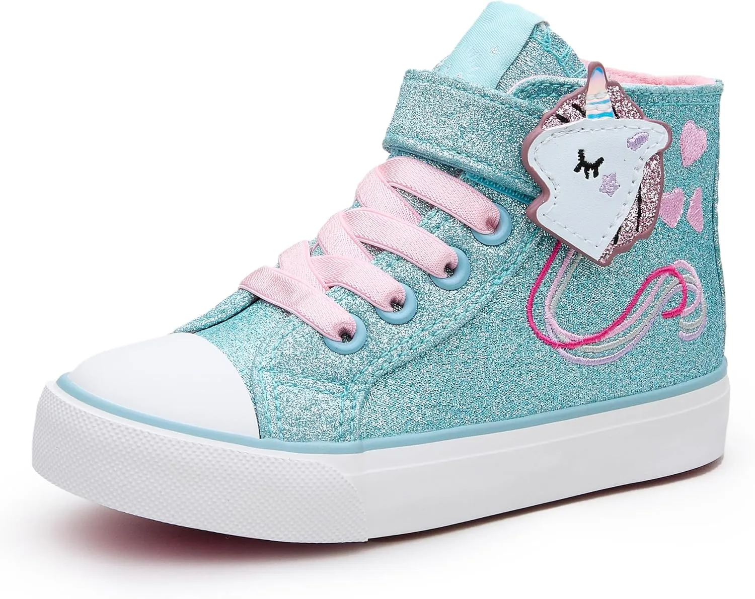 Weestep Girls‘ Glitter High-Top Easy-On Canvas Shoes - Fahion Casual Sneakers for Toddler and Litte Kid