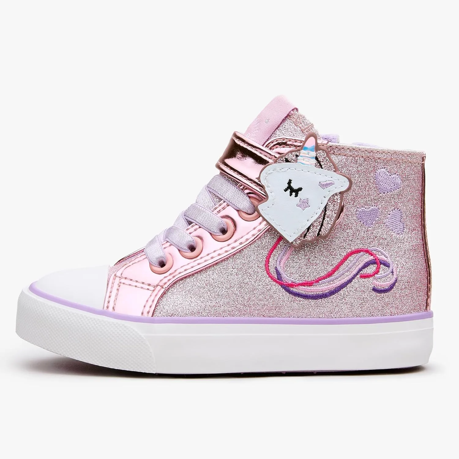 Weestep Girls‘ Glitter High-Top Easy-On Canvas Shoes - Fahion Casual Sneakers for Toddler and Litte Kid