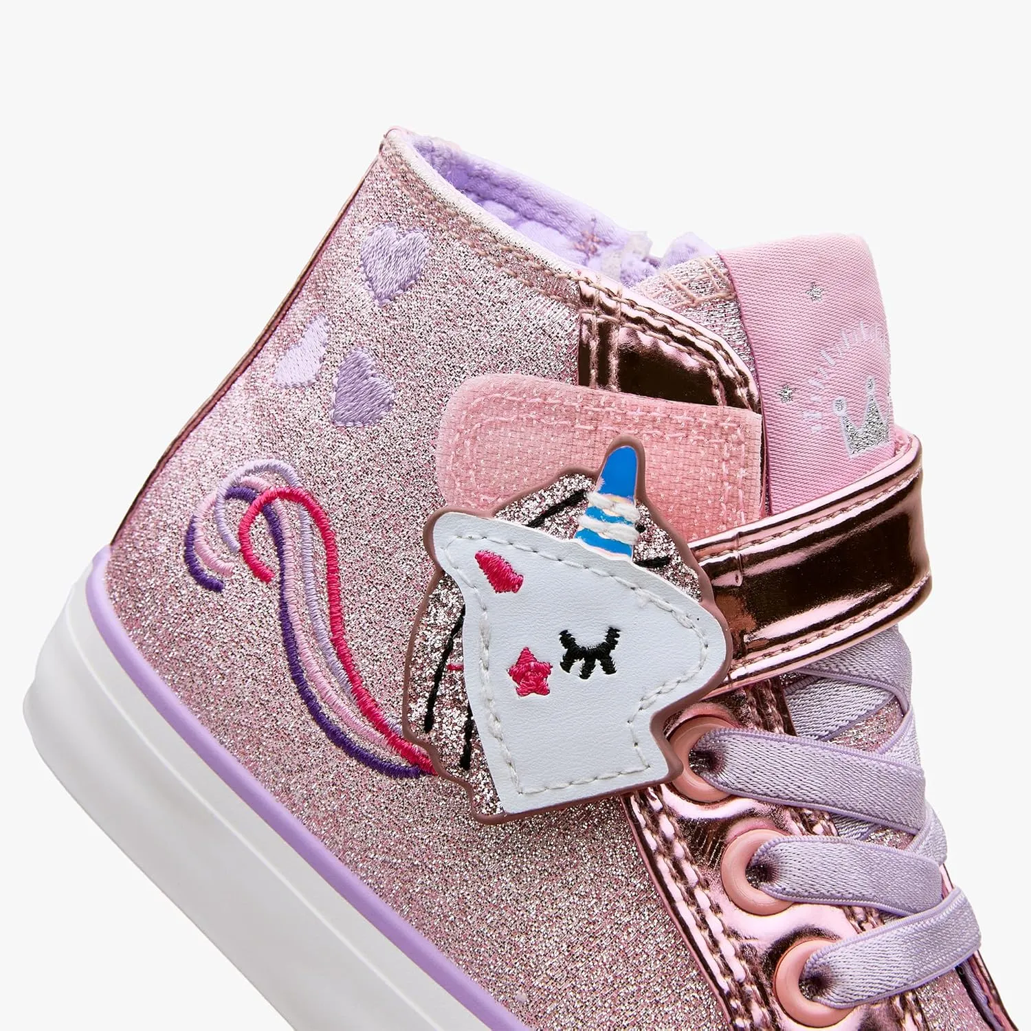 Weestep Girls‘ Glitter High-Top Easy-On Canvas Shoes - Fahion Casual Sneakers for Toddler and Litte Kid