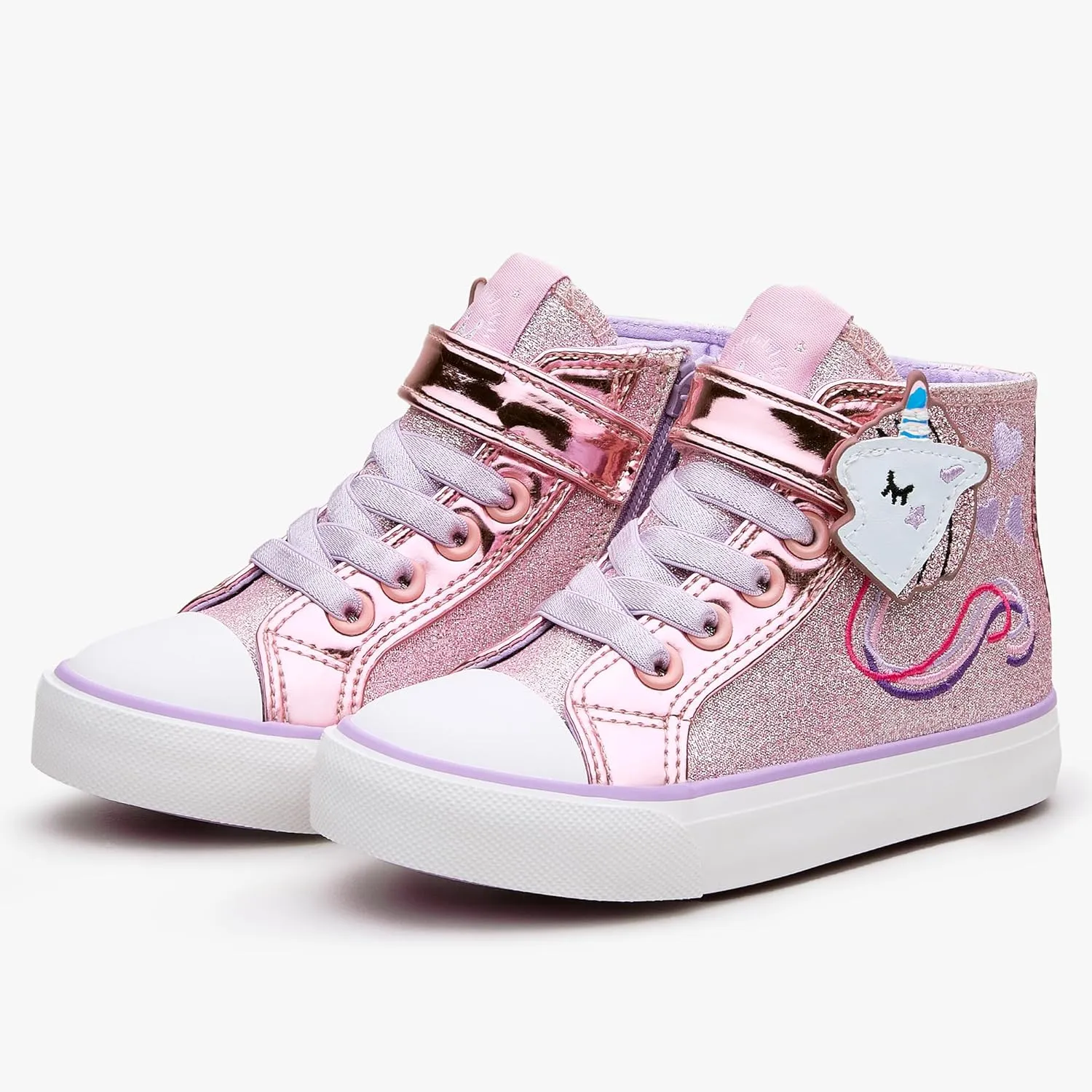 Weestep Girls‘ Glitter High-Top Easy-On Canvas Shoes - Fahion Casual Sneakers for Toddler and Litte Kid